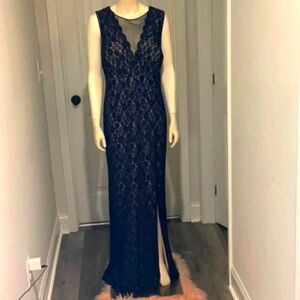 NW Woman Navy Lace Evening Gown